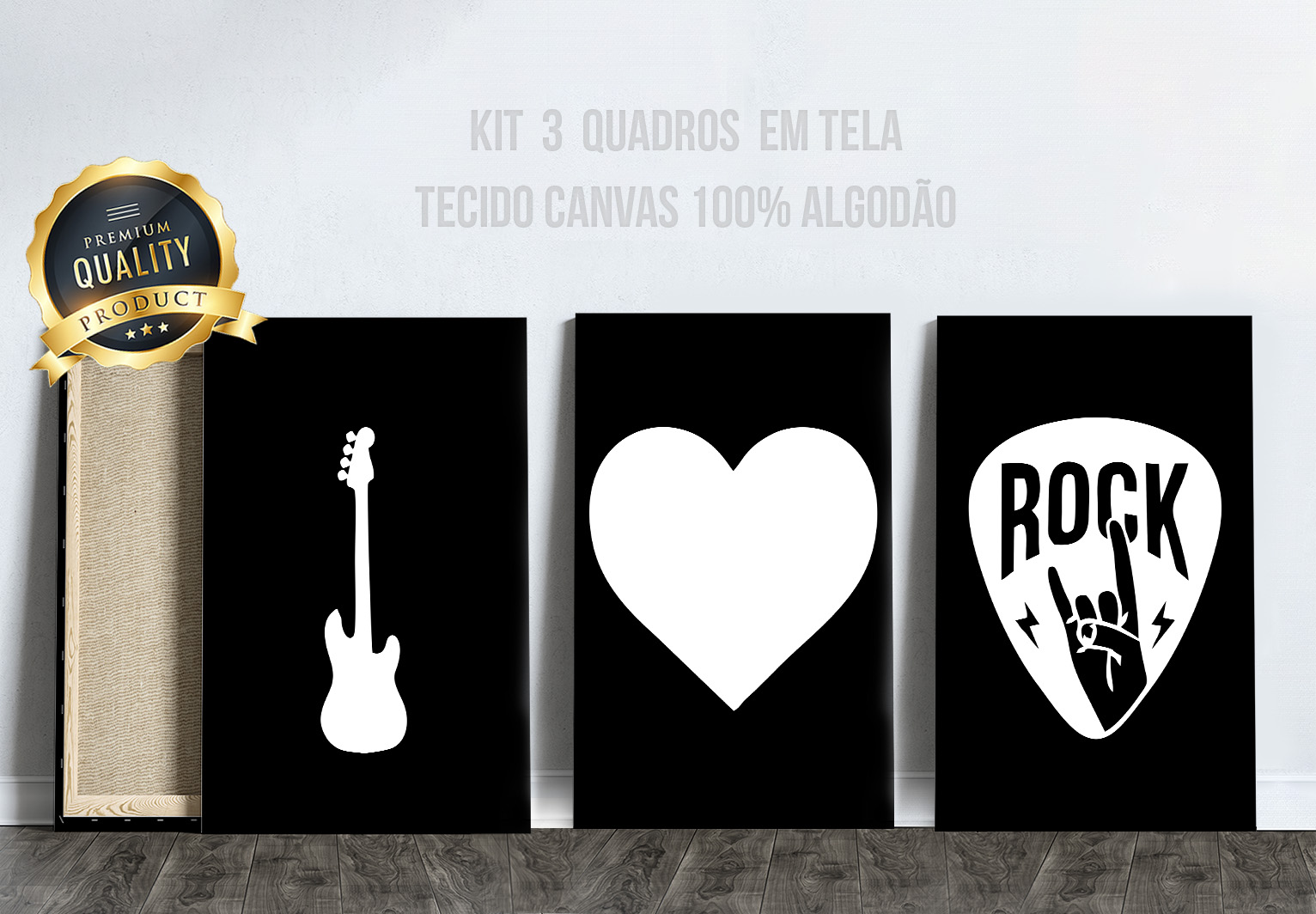 3 Quadros Canvas I Love Rock 02