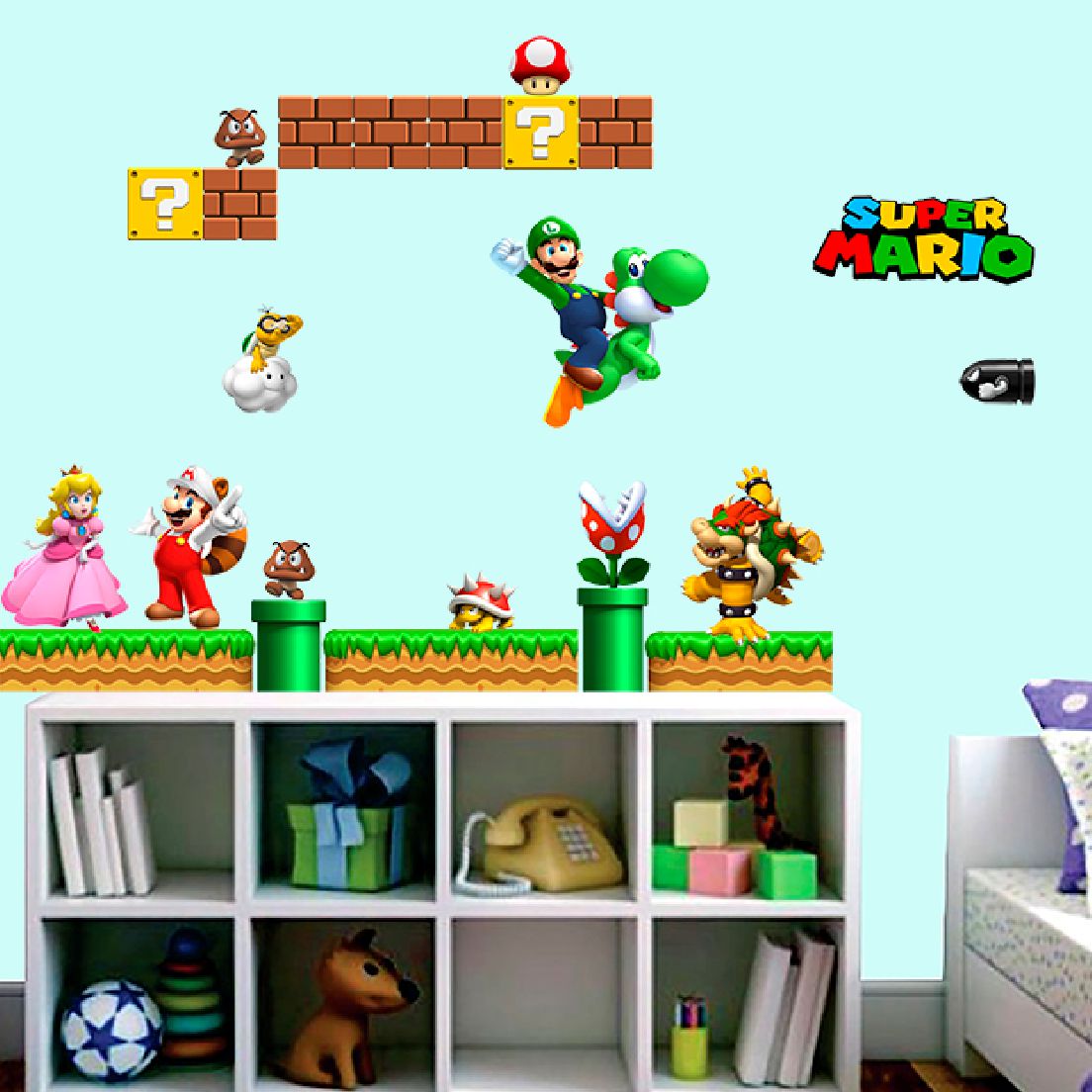 Adesivo De Parede Personalizado Com Nome Super Mario 06