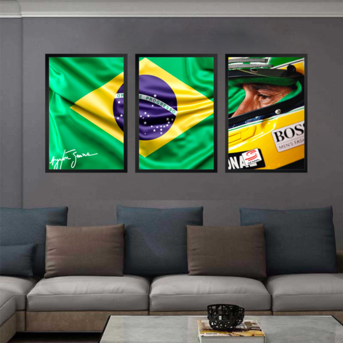 Kit 3 Quadros Ayrton Senna 01