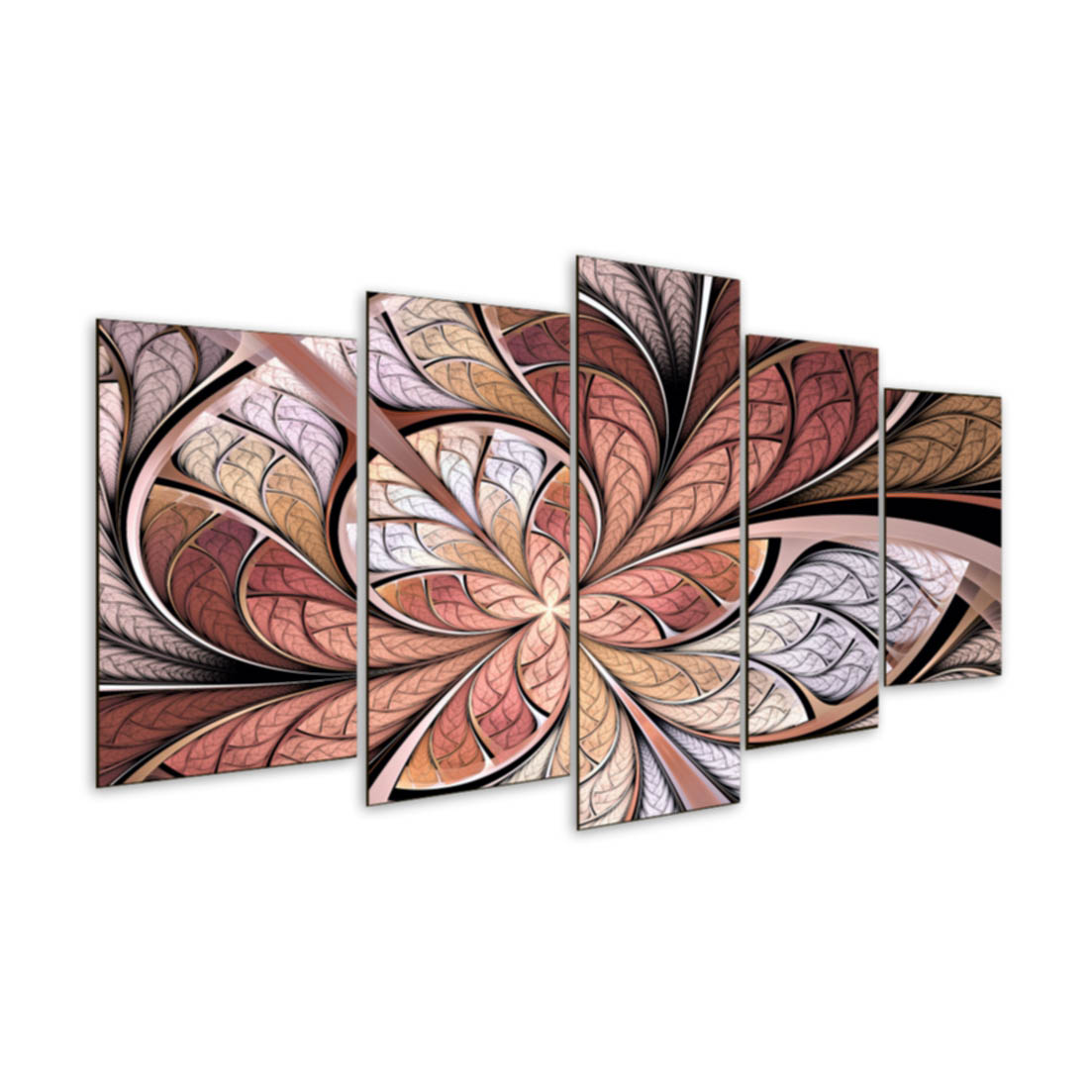 Quadro 5 Peças Mosaico Abstrato Rose