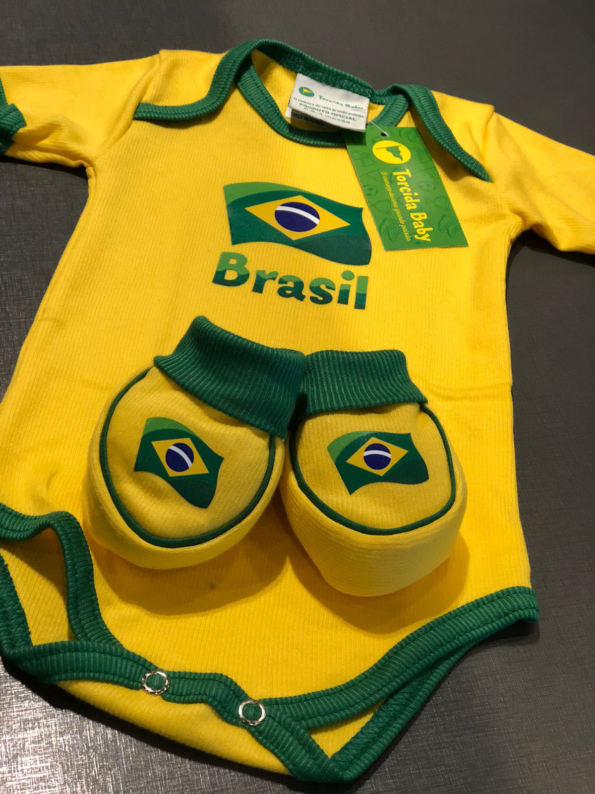 Kit Body e Pantufa Brasil Copa Oficial Licenciado