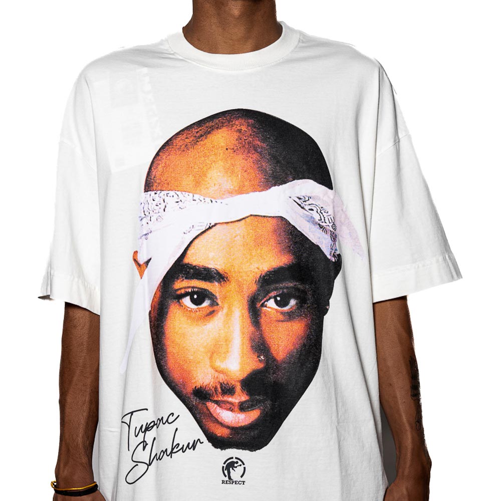 Camiseta Respect Oversized Tupac Face Off-White