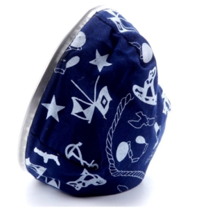Cinzeiro Inox E Tecido | Com Desenhos Náuticos Azul E Pendulo