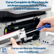 Curso on-line em videoaula Completo de Manutenção em Impressoras Jato de Tinta, Laser e Copiadoras com Certificado