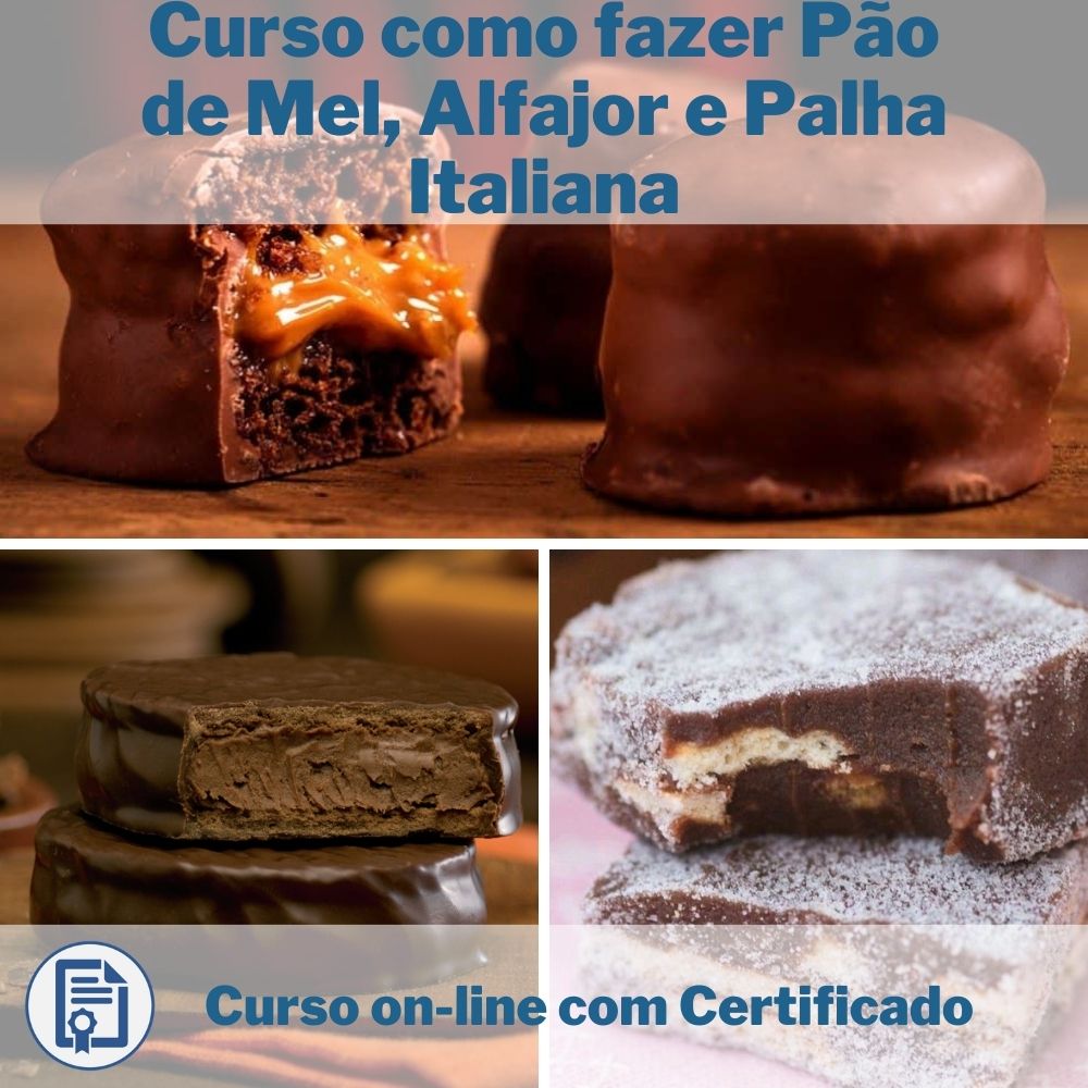  Curso Online em videoaula de como fazer Pão de Mel, Alfajor e Palha Italiana com Certificado 
