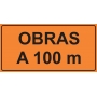 PLACA SINALIZAÇÃO DE OBRAS - OBRAS A 100 M