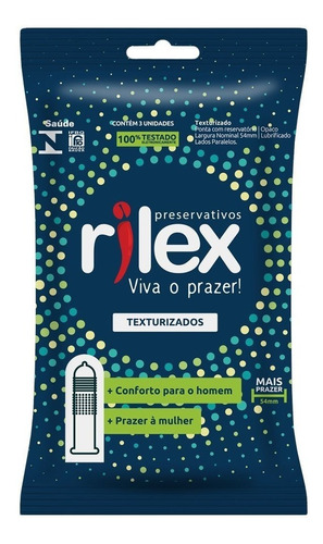 Preservativo Camisinha Rilex Texturizado Pacote 3 Unidades