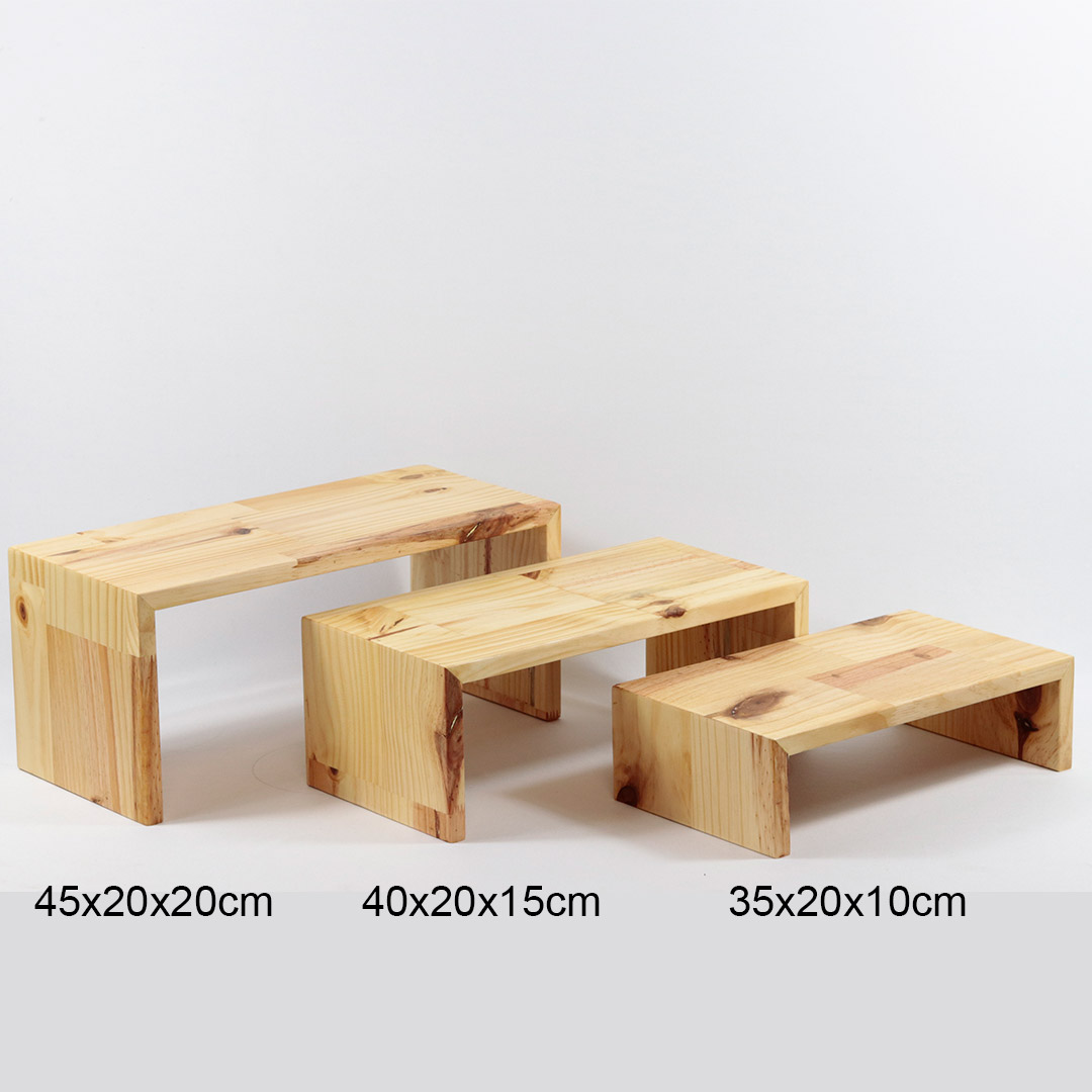 Trio Suporte Retangular 10x20x35/15x20x40/20x20x45cm Pinus