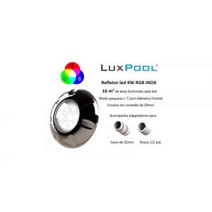 5 Leds Inox 9W RGB Luxpool + Controlador Basic Smart Pool PDX 1354 Tholz + Smart Connect PDX 1213n Tholz + Fonte Blindada 12V/5A - Fasgold