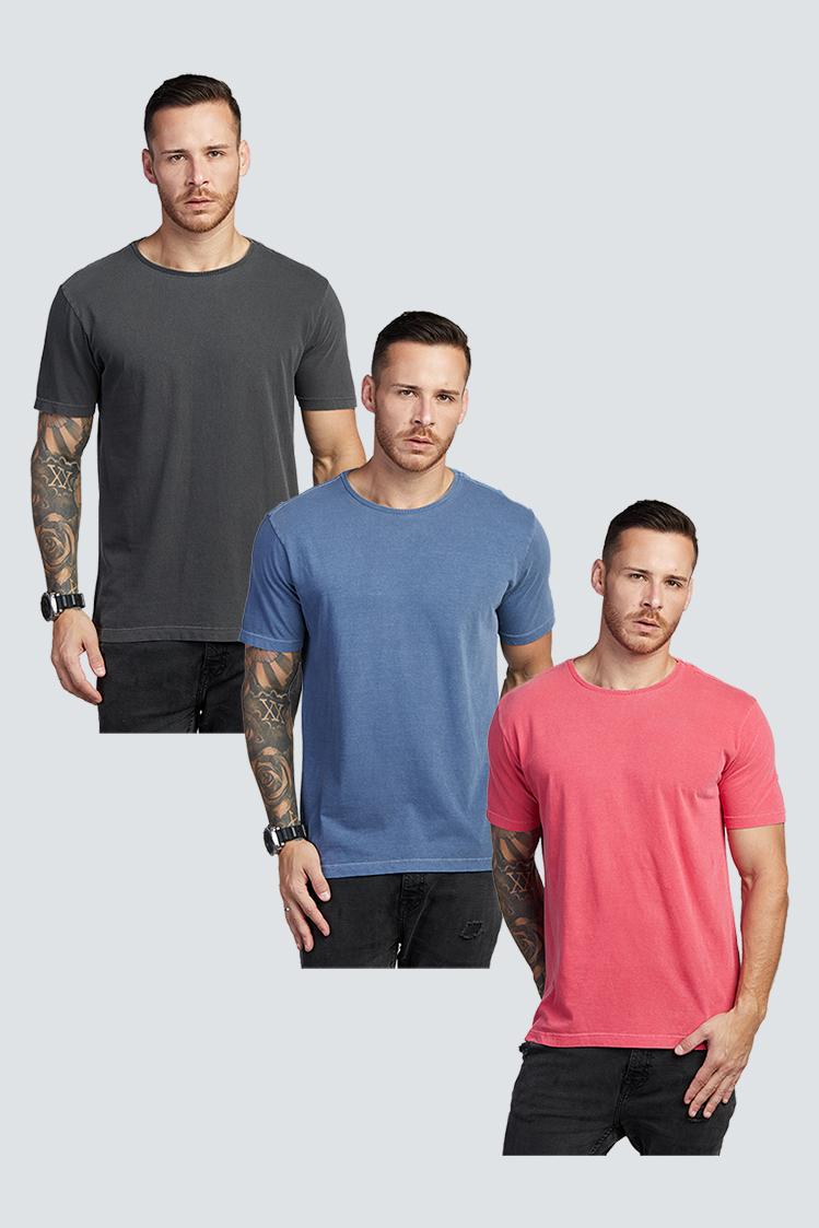 Kit 3 Camisetas Estonadas Premium - Várias Cores