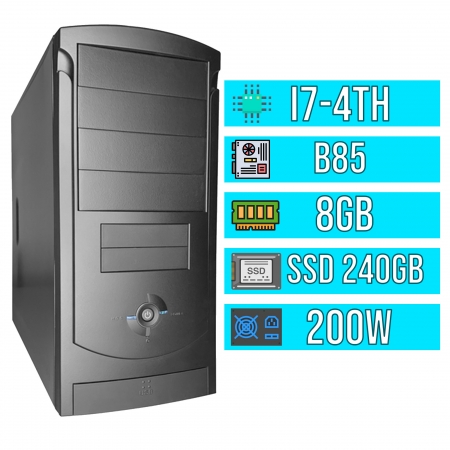 Computador Escritório I7-4TH, H85 DDR3, 8GB RAM, SSD 240GB