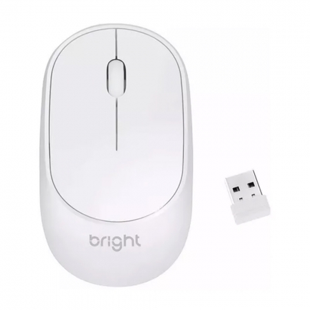 Mouse Sem Fio Bright, 1.000dpi Ms001 Wireless Branco, Branco