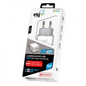 Carregador Universal ELG 2 Saídas USB Branco - W35GAN