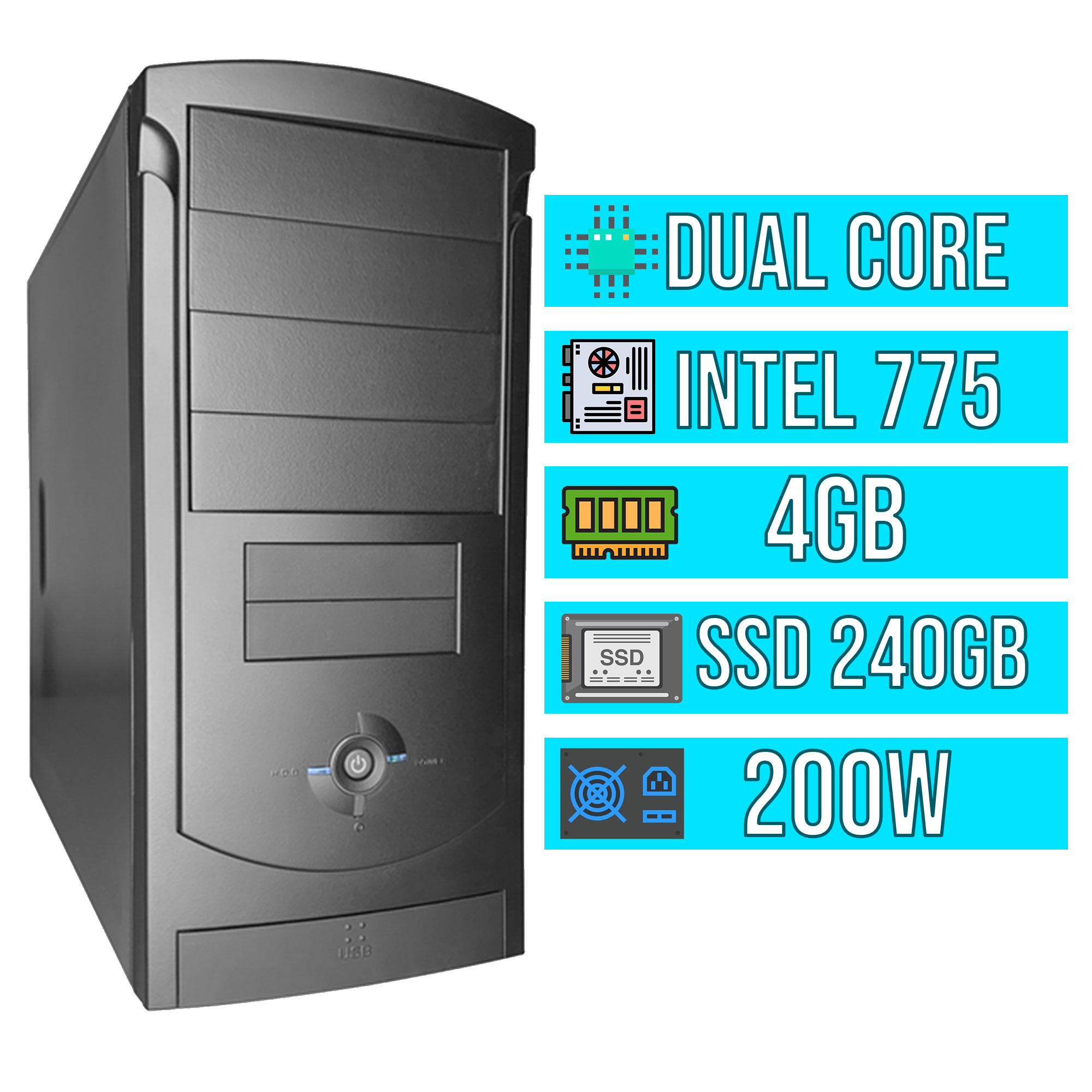 Computador Dual core, LGA 775, 4GB RAM, 120GB