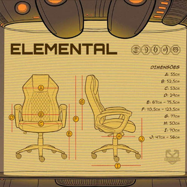 Cadeira Gamer Elements Elemental Acqua Azul - Foto 5