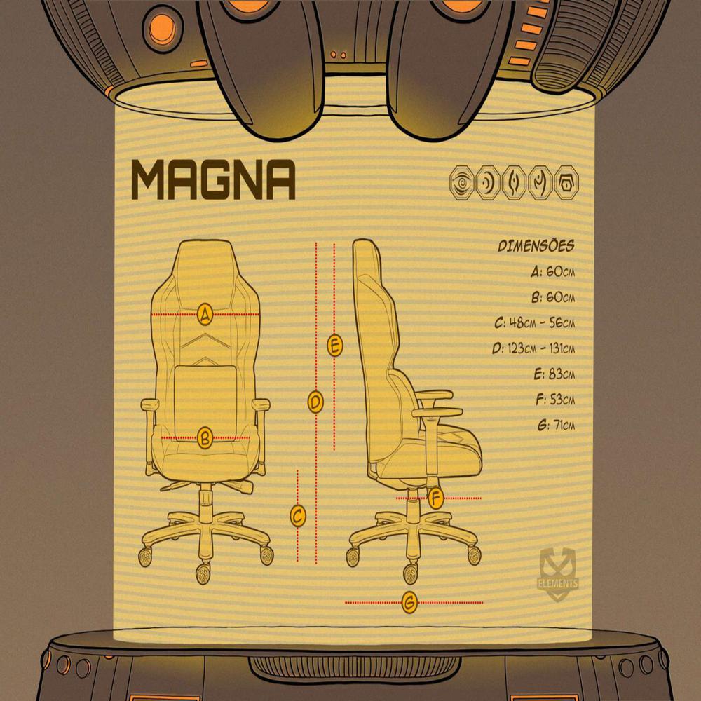 Cadeira Gamer Elements Magna IGNIS, Reclinável, Preta e Vermelha - Foto 2