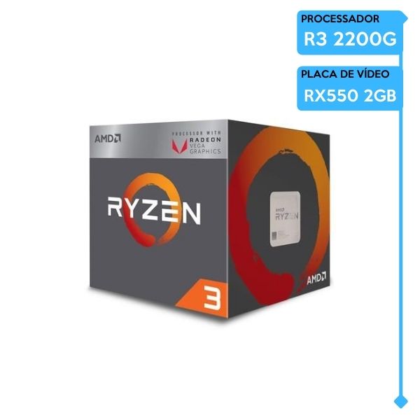 Computador Gamer Low AMD Ryzen 3 2200G, 8GB 2666, SSD 240GB, RX 550 2GB, 600W - Foto 3