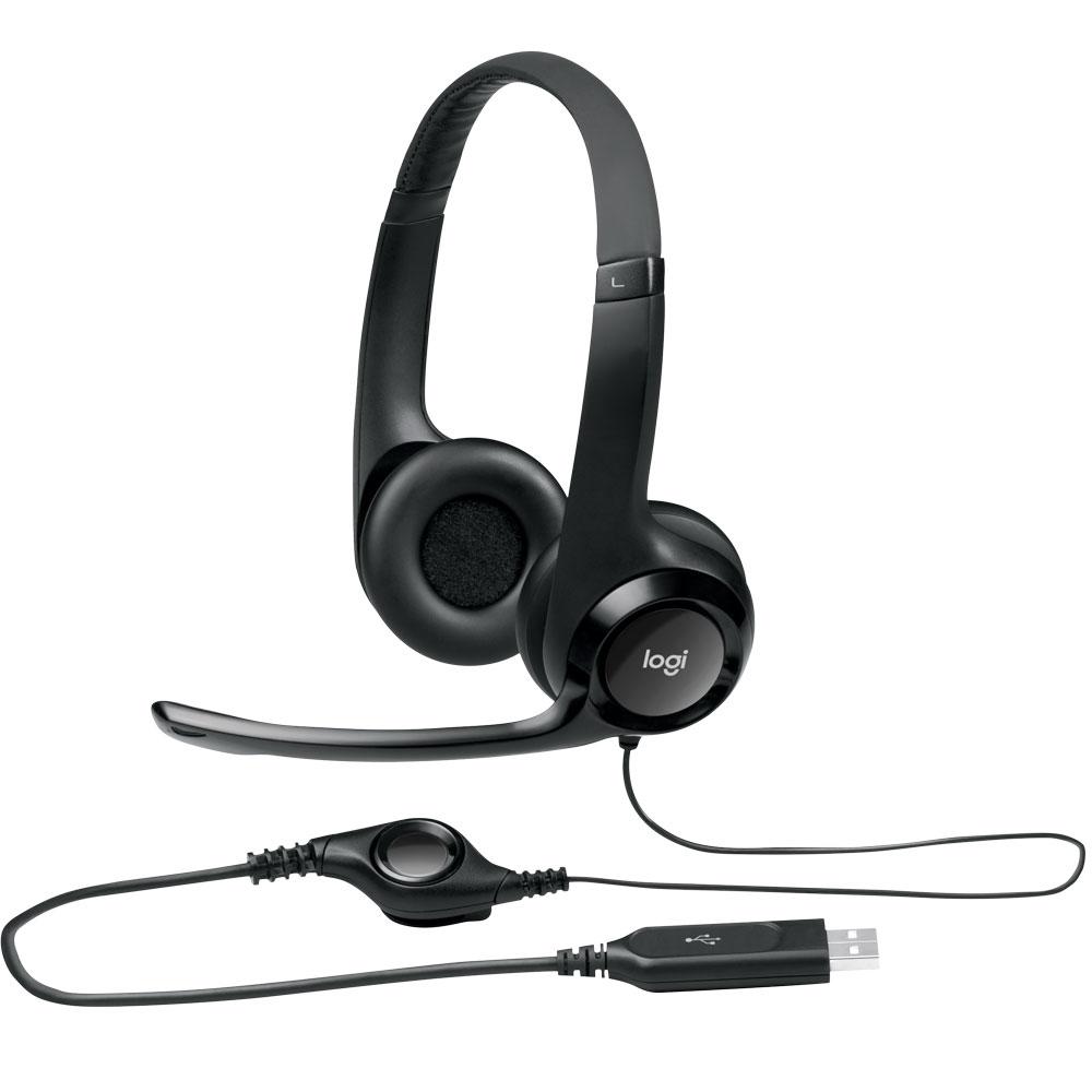 Headset Logitech H390 Áudio Digital em Couro USB Preto - 981-000014 - Foto 1
