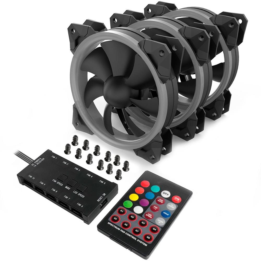 Kit Cooler Fan RGB Controlável Redragon com 3 Unidades + Controlador - GC-F008 - Foto 3