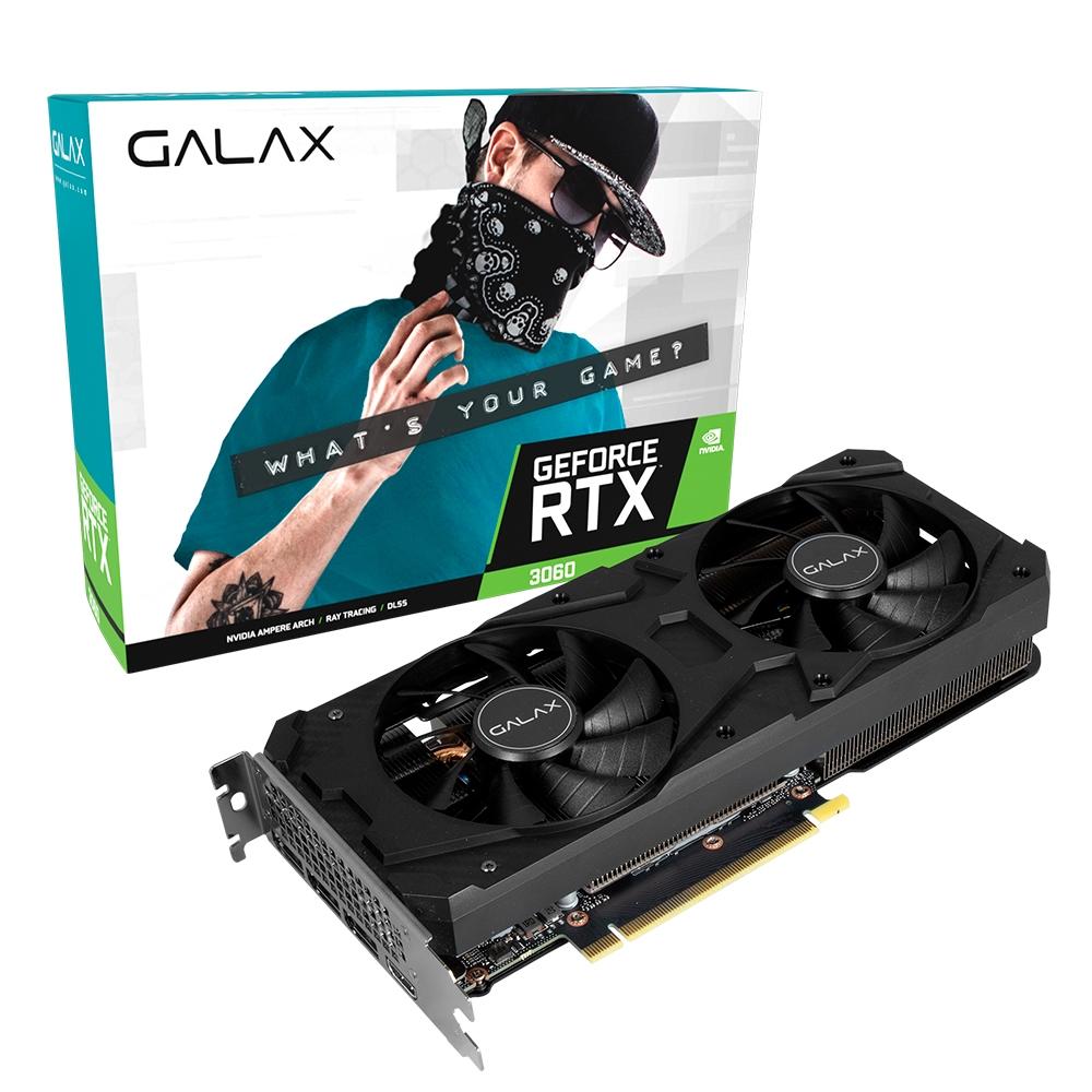 Placa de Vídeo GALAX GeForce RTX 3060 (1-Click OC) LHR, 15 Gbps, 12GB GDDR6, Ray Tracing, DLSS - 36NOL7MD1VOC - Foto 0