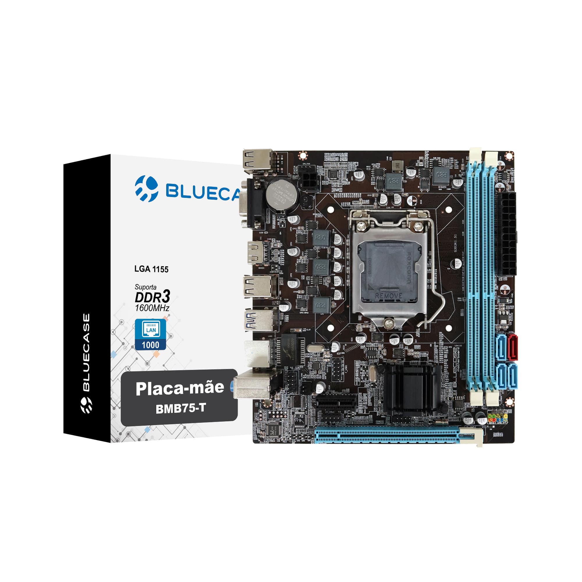 Placa-mãe Bluecase BMB75-T, LGA 1155, DDR3, Gigabit - BMB75TCASE - Foto 0
