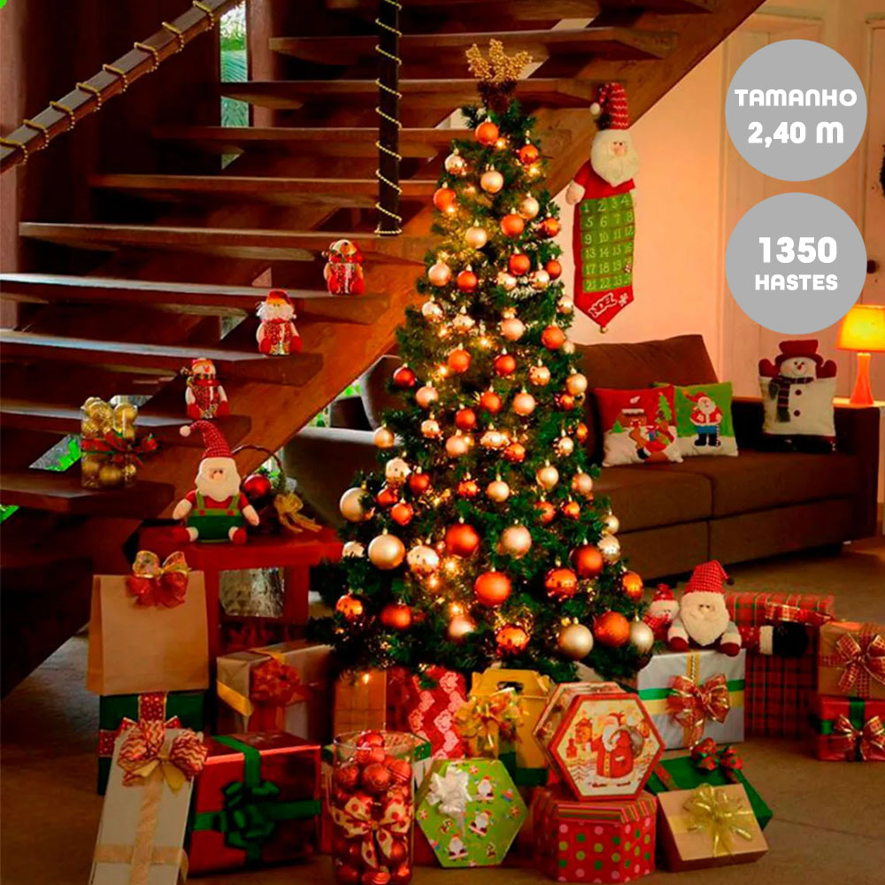 Árvore de Natal 2,40 Metros Decorativa 1350 Hastes Verde - Pedagógica -  Papelaria, Livraria, Artesanato, Festa e Fantasia