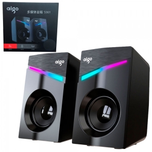 Caixa de Som Gamer Aigo, Plug 3.5mm e USB 2.0, 3,6W, RGB - S561