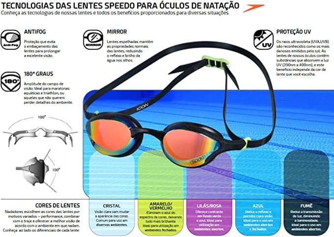 Óculos de Natação Speedo Hydrovision Mr Preto Rainbow