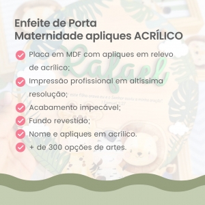 Arco Íris Porta Maternidade Apliques em Acrílico