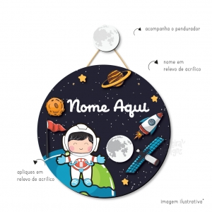 Astronauta Porta Maternidade Apliques em Acrílico