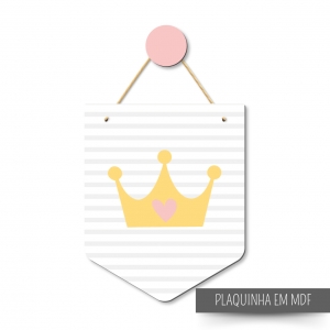 Ursinha Princesa Realeza Kit Decorativo Com Enfeite de Porta com Apliques em Relevo de Acrílico