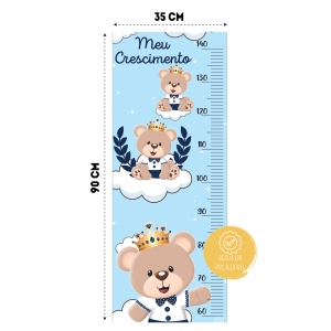 Urso Príncipe Realeza Kit Decorativo Com Enfeite de Porta com Apliques em Relevo de Acrílico