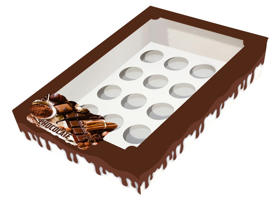 Caixa para Doces ou Ovo de Colher - 1527 - Chocolate / MB