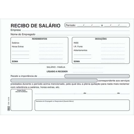 BLOCO RECIBO DE SALARIO C/100 FL 216X156 TILIBRA