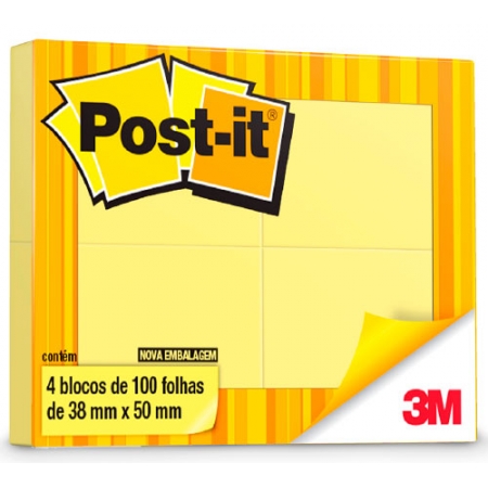 POST-IT 653 38X50MM AMARELO PCT C/04 100 FL 3M