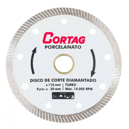 Disco de Corte Diamantado Porcelanato 110X20mm - Cortag