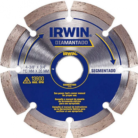 Disco de Corte Diamantado Segmentado 4.3/8" 110X20MM - Irwin