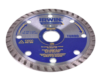 Disco de Corte Diamantado Turbo 4.3/8" 110X20MM - Irwin