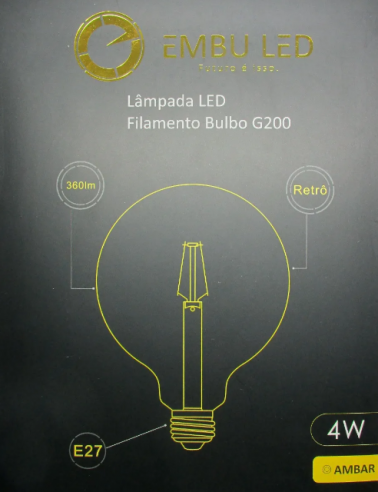 Lâmpada LED Filamento Bulbo G200 2200k Bivolt - Embuled