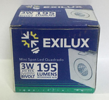 Mini Spot Led Quadrado 3w 6400k Bivolt - Exilux (Kit com 10 Unidades)