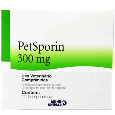 Antibiótico Mundo Animal Petsporin 300mg para Cães e Gatos 12 Comprimidos