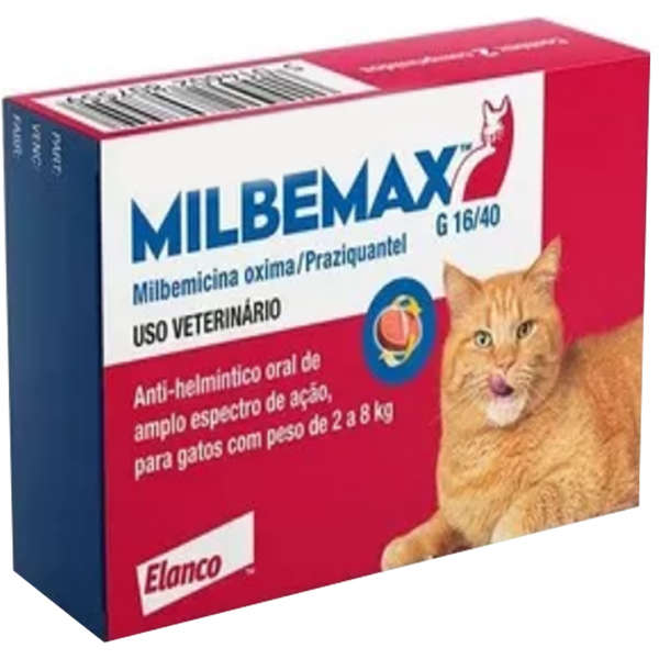 Vermifugo Elanco Milbemax FC para Gatos de 2 Kg a 8 Kg - 2 Comprimidos