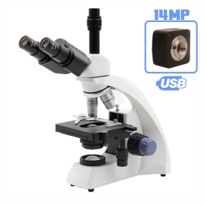 Microscópio Biológico Trinocular DI-115T Com Câmera de 14 Megapixels USB
