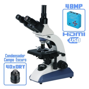 Microscópio de Campo Escuro Trinocular DI-211T com Câmera HDMI 2K