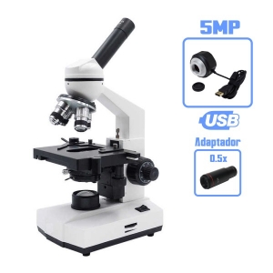 Microscópio Monocular 1000x com Câmera USB 5 MP