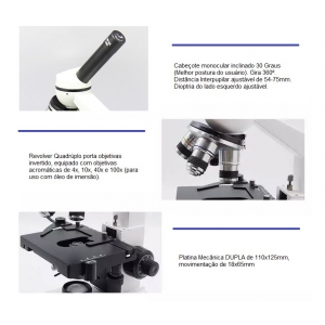 Microscópio Monocular DI-521M Aumento 2500x