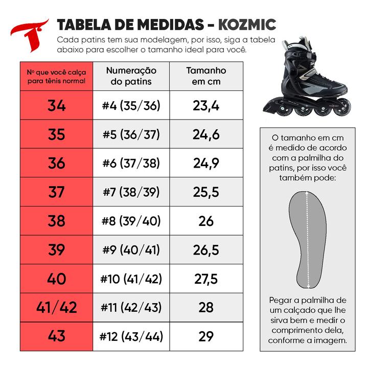 PATINS INLINE RECREAÇÃO TRAXART KOZMIC CINZA 43/44 BR