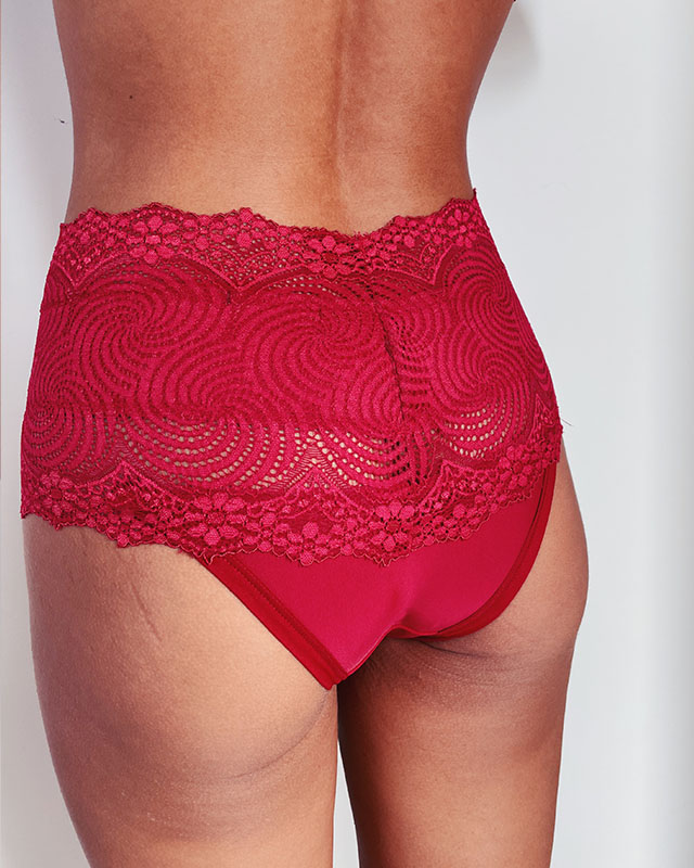 Conjunto lingerie sutiã de renda com aro sem bojo e calcinha de renda na cor vermelha -  Jojoca + Dorote