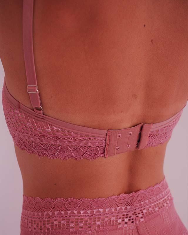 Conjunto lingerie rosa sutiã com aro e calcinha cintura alta vovó Lana + Milagre