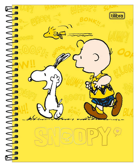Caderno Espiral Capa Dura Colegial 10 Matérias Snoopy - Tilibra